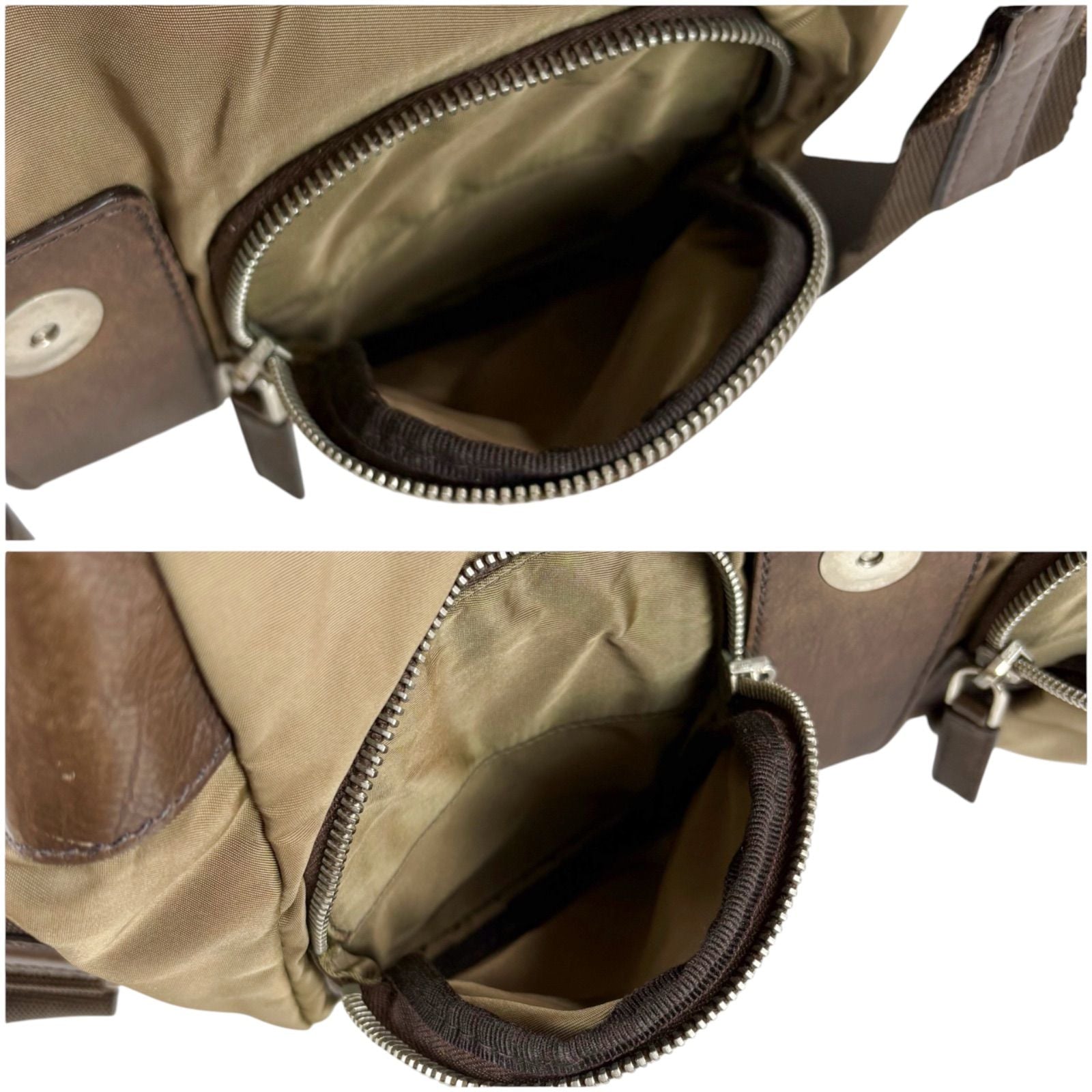 Prada Pocket Triangle Logo Belt Shoulder Bag Cross Brown Khaki — view 7