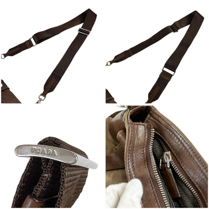 Prada Pocket Triangle Logo Belt Shoulder Bag Cross Brown Khaki — view 8