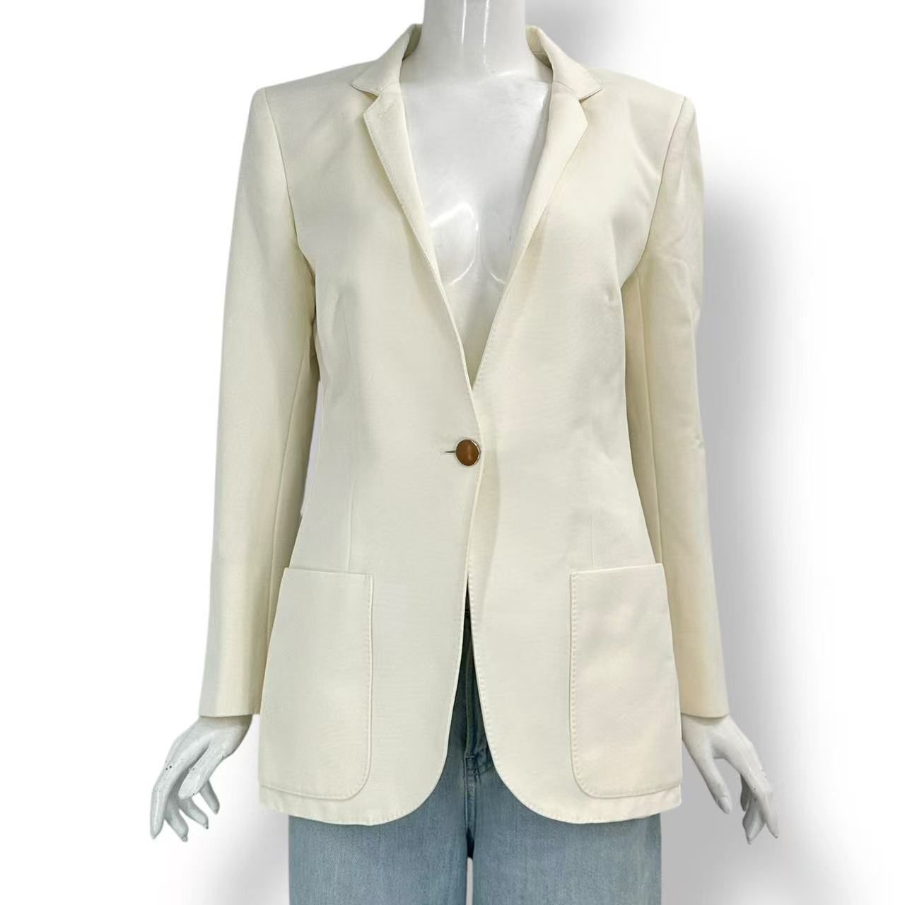 Hermes Tailored Jacket Silk White 40