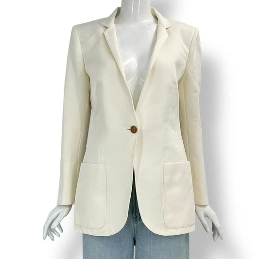 Hermes Tailored Jacket Silk White 40