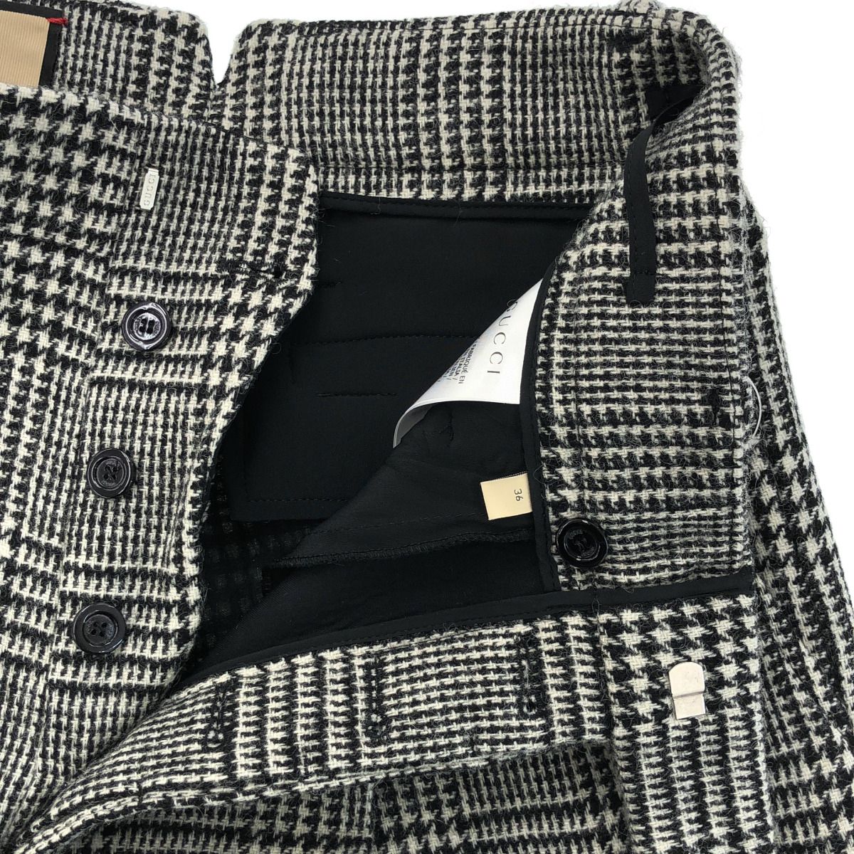 Gucci Houndstooth Check Trousers Pants Zajyh Black White 36 — view 4
