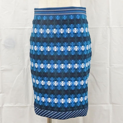 Chanel Set CC Logo Cardigan Skirt 36 Blue White Polyester — view 6