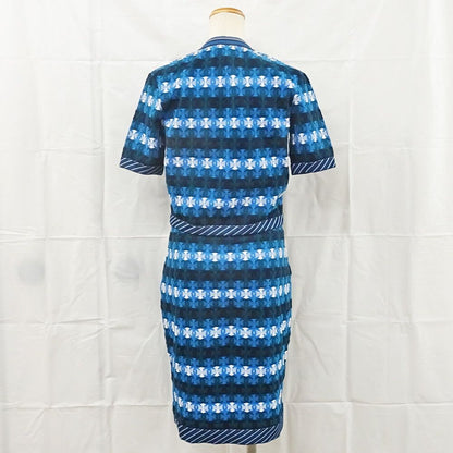 Chanel Set CC Logo Cardigan Skirt 36 Blue White Polyester — view 3