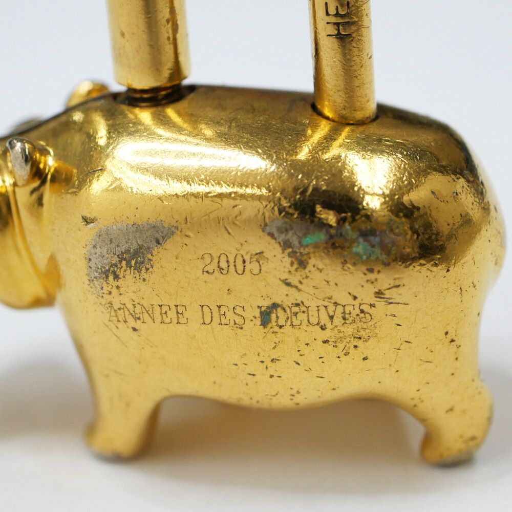 Hermes Cadena Cabas Limited Gold Annee Des Fleuves Lock Charm Keychain — view 4
