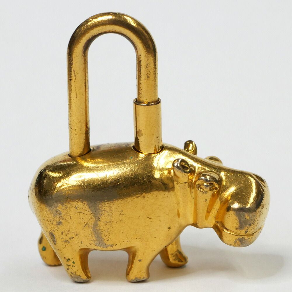 Hermes Cadena Cabas Limited Gold Annee Des Fleuves Lock Charm Keychain — view 3