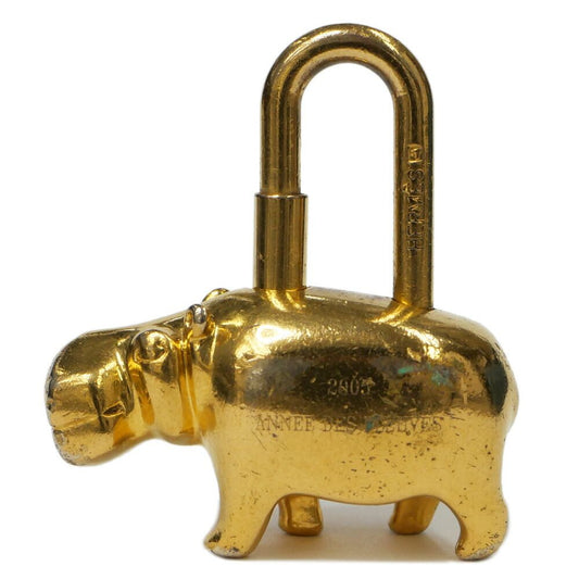 Hermes Cadena Cabas Limited Gold Annee Des Fleuves Lock Charm Keychain