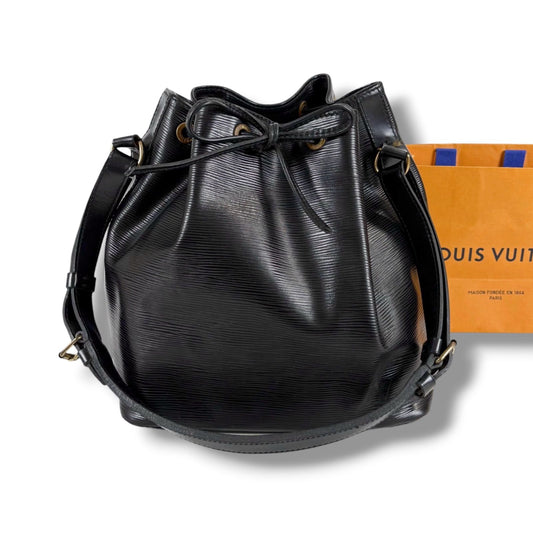 Louis Vuitton Petit Noe Drawstring Shoulder Bag Epi Leather Black Noir