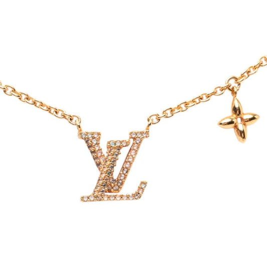 Louis Vuitton Collier LV Iconic Pendant Gold Plated Rhinestone