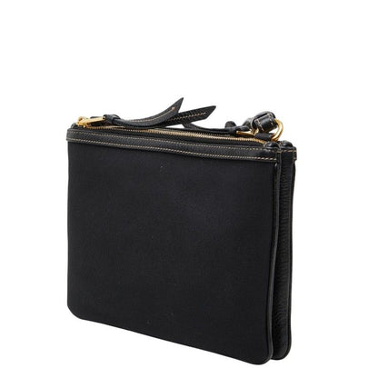 Prada Logo Jacquard Crossbody Shoulder Bag Black Canvas — view 2