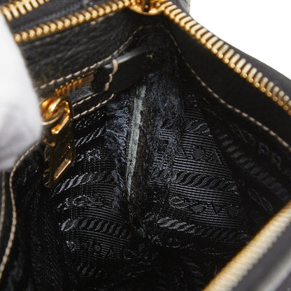 Prada Logo Jacquard Crossbody Shoulder Bag Black Canvas — view 6