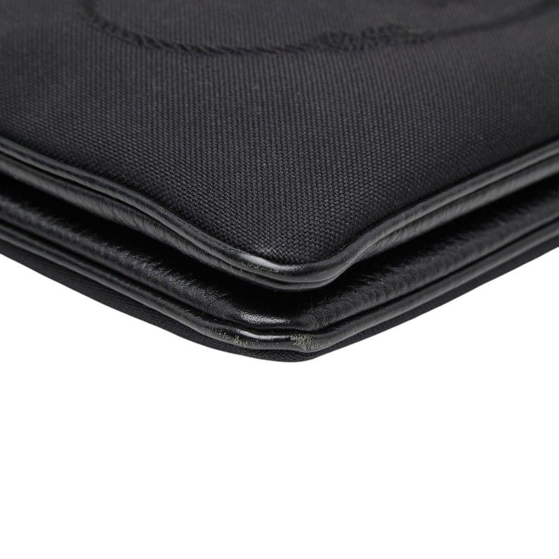 Prada Logo Jacquard Crossbody Shoulder Bag Black Canvas — view 5