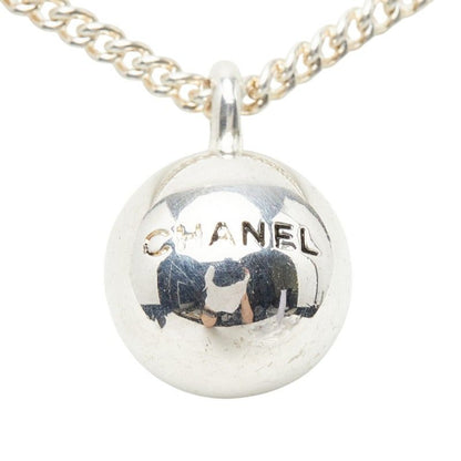 Chanel Logo Ball Necklace Silver Metal — view 2