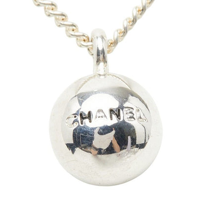 Chanel Logo Ball Necklace Silver Metal — view 3