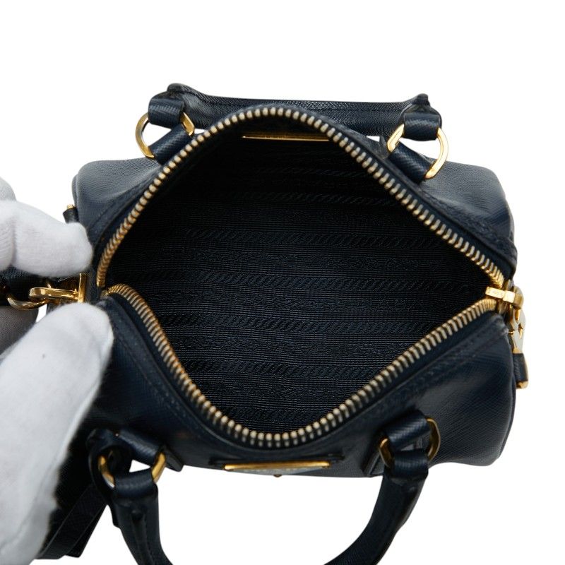 Prada Mini 2-Way Shoulder Bag Navy Saffiano Leather — view 6