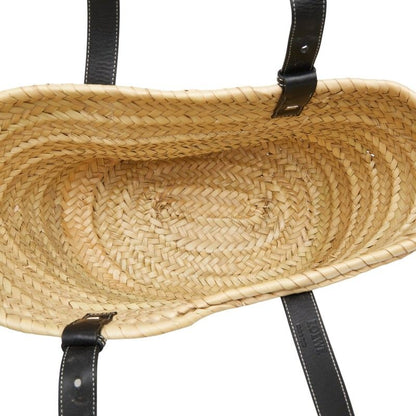 Loewe Basket Shoulder Bag Natural Black Leather Palm Leaf — view 9