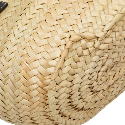 Loewe Basket Shoulder Bag Natural Black Leather Palm Leaf — view 7