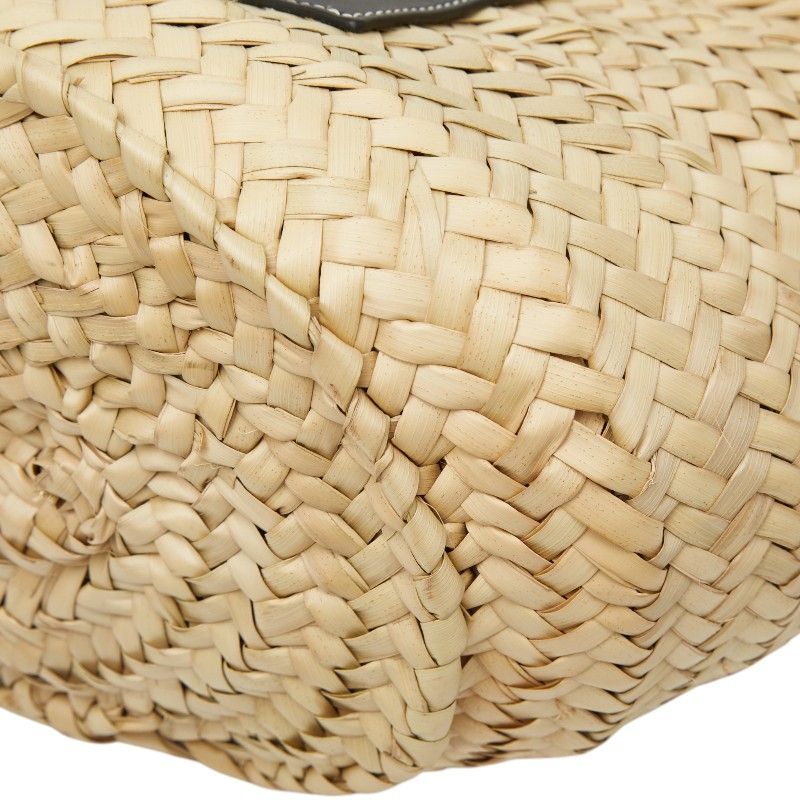 Loewe Basket Shoulder Bag Natural Black Leather Palm Leaf — view 4