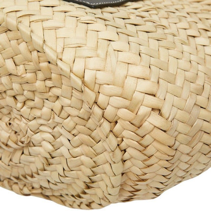 Loewe Basket Shoulder Bag Natural Black Leather Palm Leaf — view 4