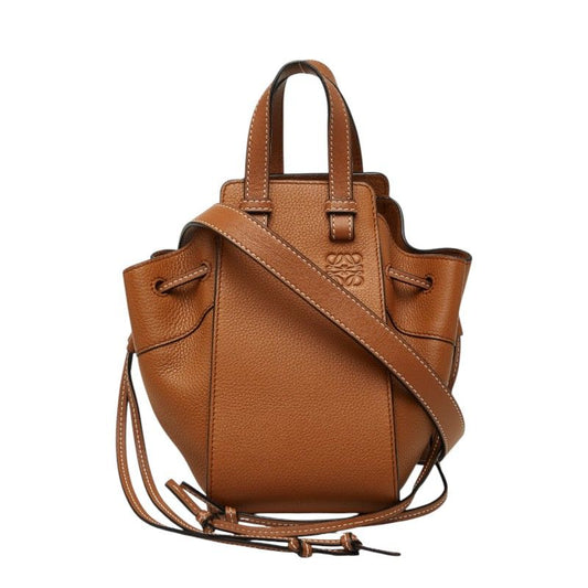 Loewe Hammock Mini Drawstring Shoulder Bag 2-Way Brown Leather