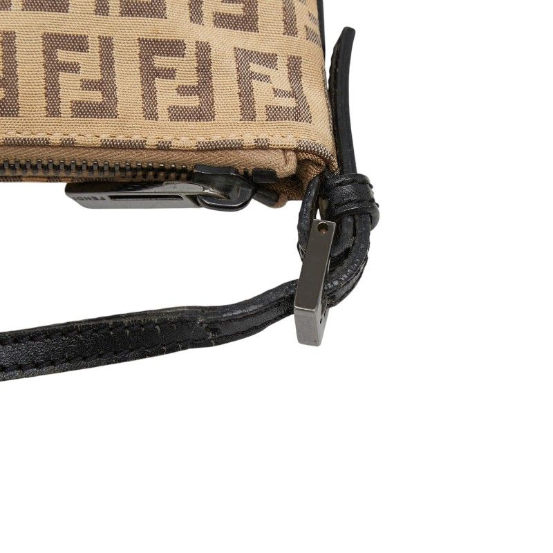 Fendi Zucchino Crossbody Shoulder Bag Beige Canvas Leather — view 6
