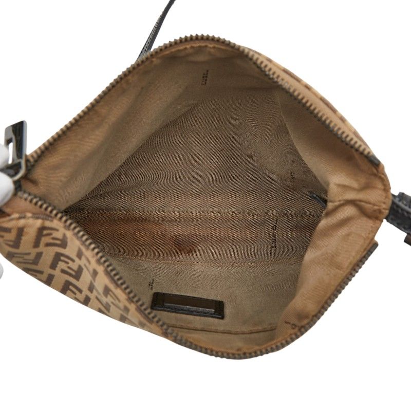 Fendi Zucchino Crossbody Shoulder Bag Beige Canvas Leather — view 8