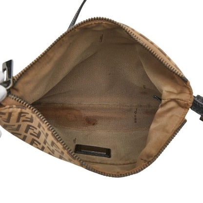 Fendi Zucchino Crossbody Shoulder Bag Beige Canvas Leather — view 8