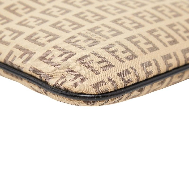 Fendi Zucchino Crossbody Shoulder Bag Beige Canvas Leather — view 5