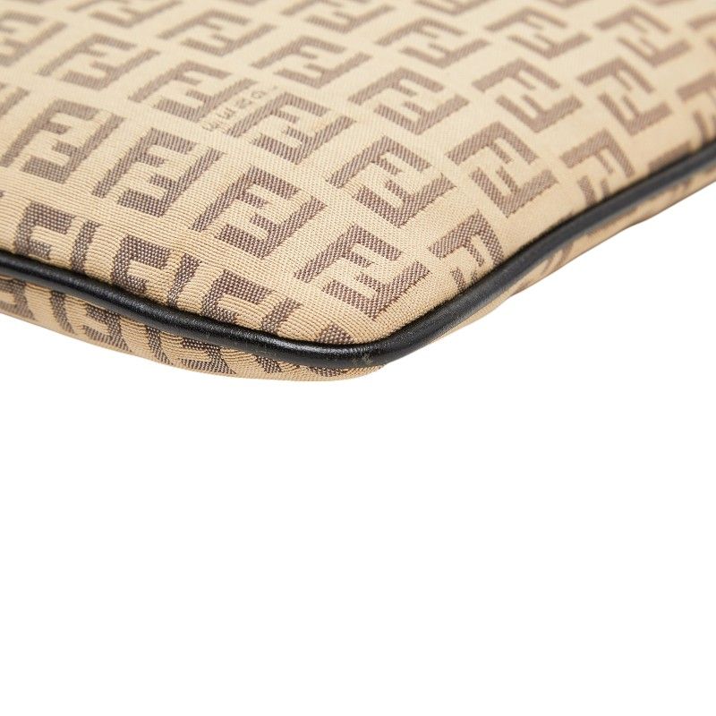 Fendi Zucchino Crossbody Shoulder Bag Beige Canvas Leather — view 4