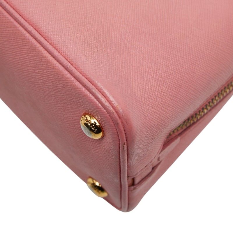 Prada Triangle Logo Handbag Pink Saffiano Leather — view 6