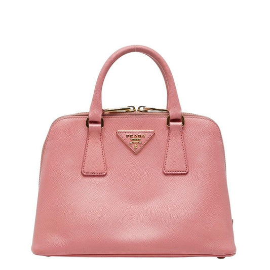 Prada Triangle Logo Handbag Pink Saffiano Leather