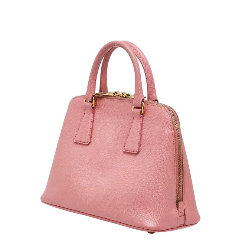 Prada Triangle Logo Handbag Pink Saffiano Leather — view 2