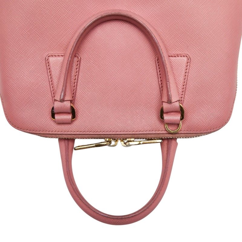 Prada Triangle Logo Handbag Pink Saffiano Leather — view 8