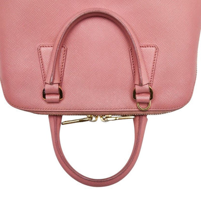 Prada Triangle Logo Handbag Pink Saffiano Leather — view 8