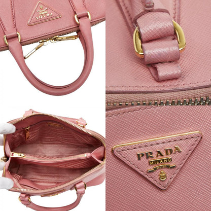 Prada Triangle Logo Handbag Pink Saffiano Leather — view 9