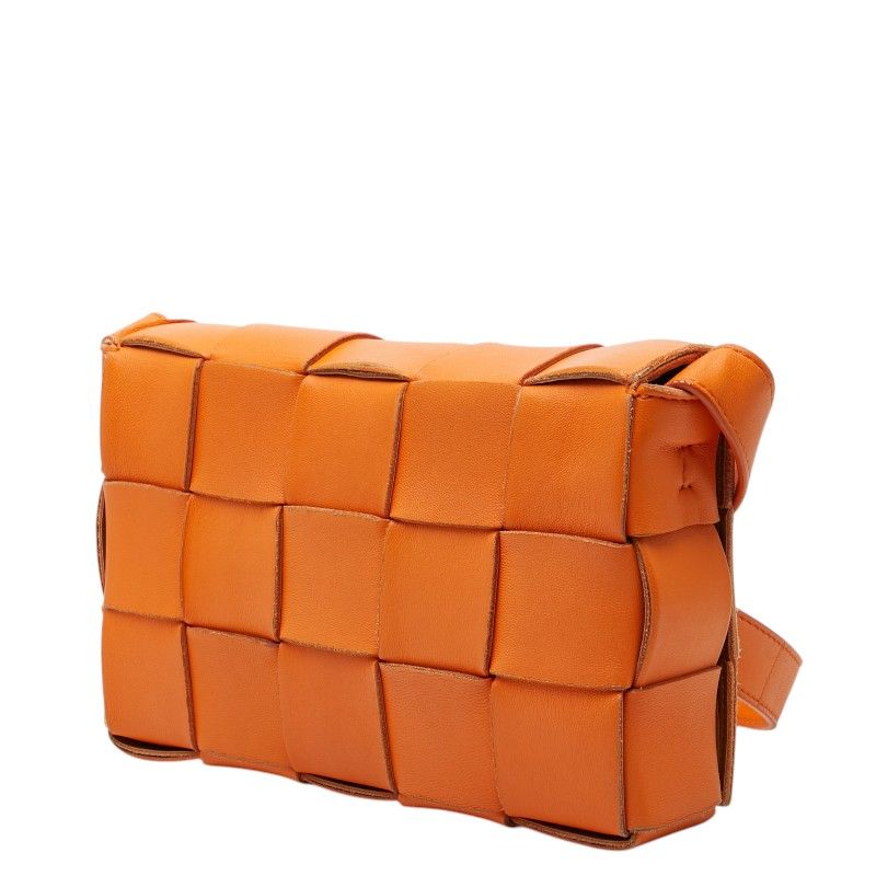 Bottega Veneta Maxi Intrecciato Cassette Crossbody Shoulder Bag Orange Leather — view 2