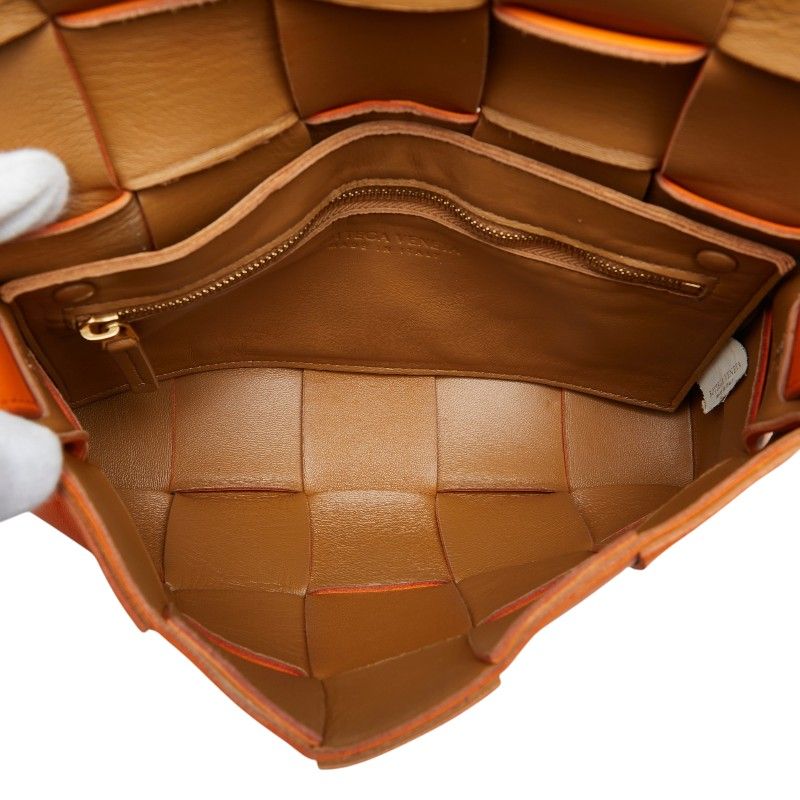 Bottega Veneta Maxi Intrecciato Cassette Crossbody Shoulder Bag Orange Leather — view 6