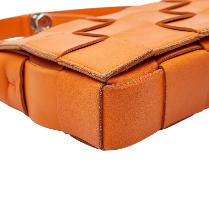 Bottega Veneta Maxi Intrecciato Cassette Crossbody Shoulder Bag Orange Leather — view 5