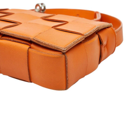 Bottega Veneta Maxi Intrecciato Cassette Crossbody Shoulder Bag Orange Leather — view 4