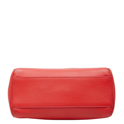 Fendi Mini Peekaboo 2-Way Shoulder Bag Red Silver Leather — view 3
