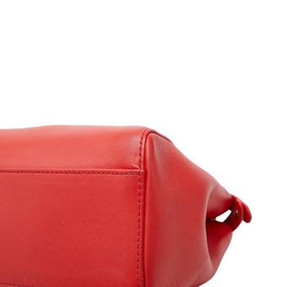 Fendi Mini Peekaboo 2-Way Shoulder Bag Red Silver Leather — view 4