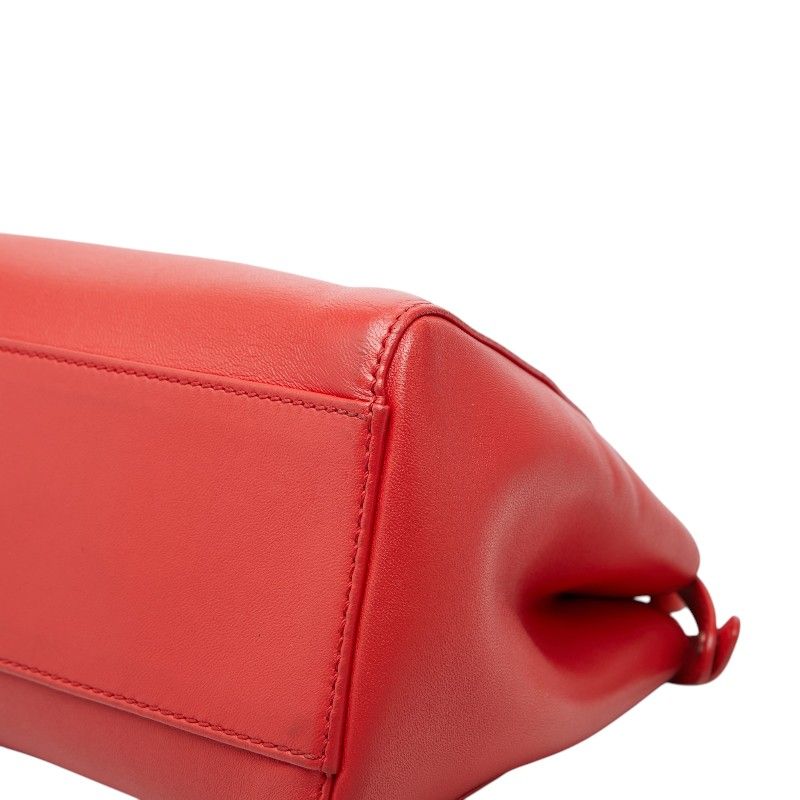 Fendi Mini Peekaboo 2-Way Shoulder Bag Red Silver Leather — view 6