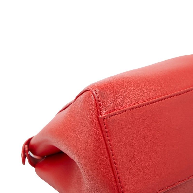 Fendi Mini Peekaboo 2-Way Shoulder Bag Red Silver Leather — view 5