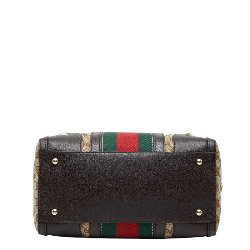 Gucci GG Canvas Sherry Line Mini Boston Shoulder Bag 2-Way Beige Brown — view 3