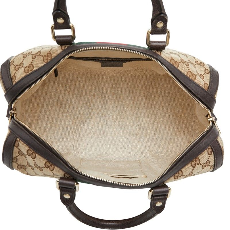 Gucci GG Canvas Sherry Line Mini Boston Shoulder Bag 2-Way Beige Brown — view 8