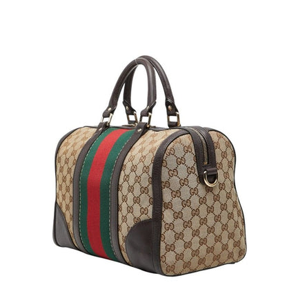 Gucci GG Canvas Sherry Line Mini Boston Shoulder Bag 2-Way Beige Brown — view 2
