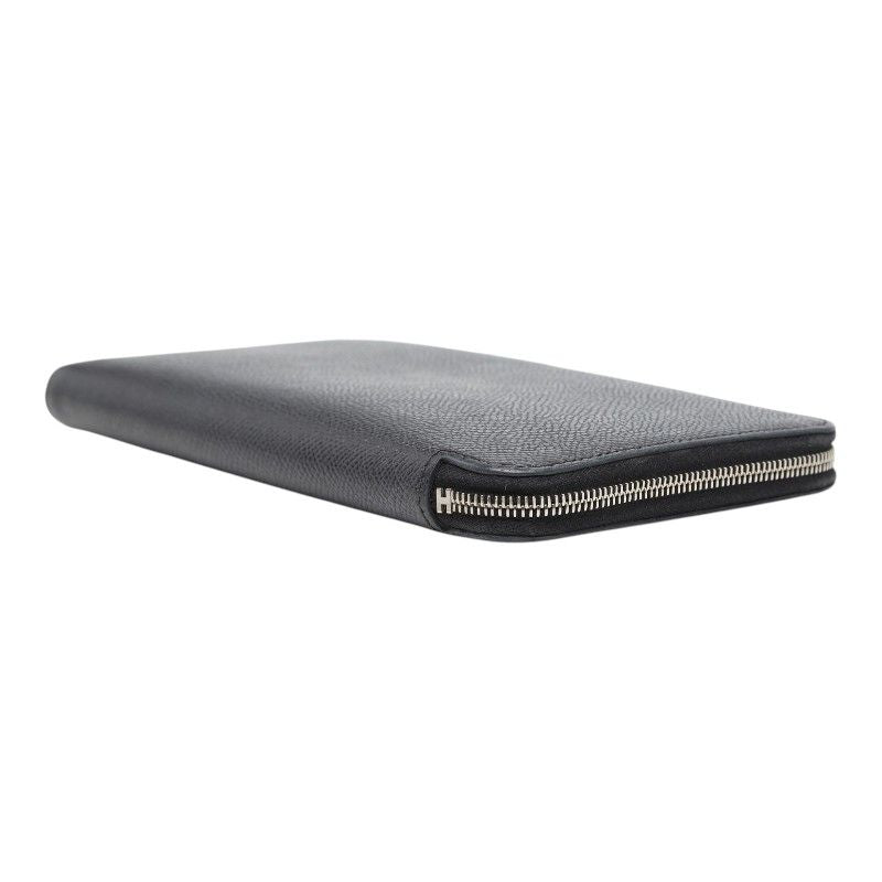 Hermes Silk in Classic Zip Around Wallet Black Fau Be Blue Marine Silver Veau — view 4