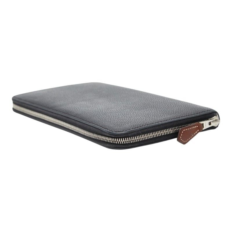 Hermes Silk in Classic Zip Around Wallet Black Fau Be Blue Marine Silver Veau — view 6