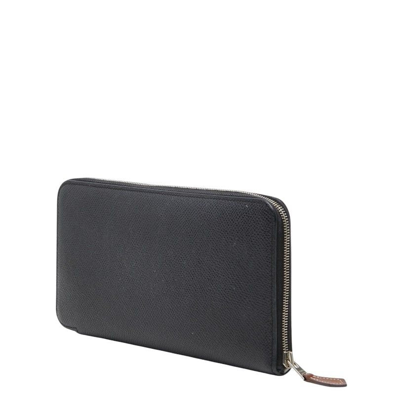 Hermes Silk in Classic Zip Around Wallet Black Fau Be Blue Marine Silver Veau — view 2