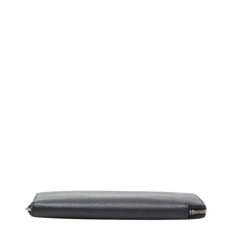 Hermes Silk in Classic Zip Around Wallet Black Fau Be Blue Marine Silver Veau — view 3