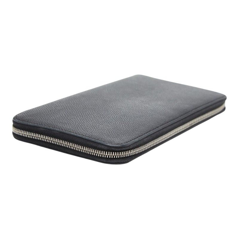 Hermes Silk in Classic Zip Around Wallet Black Fau Be Blue Marine Silver Veau — view 7